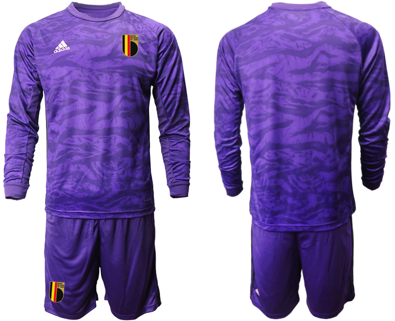 Cheap Men 2021 European Cup Belgium purple Long sleeve goalkeeper Soccer Jersey
